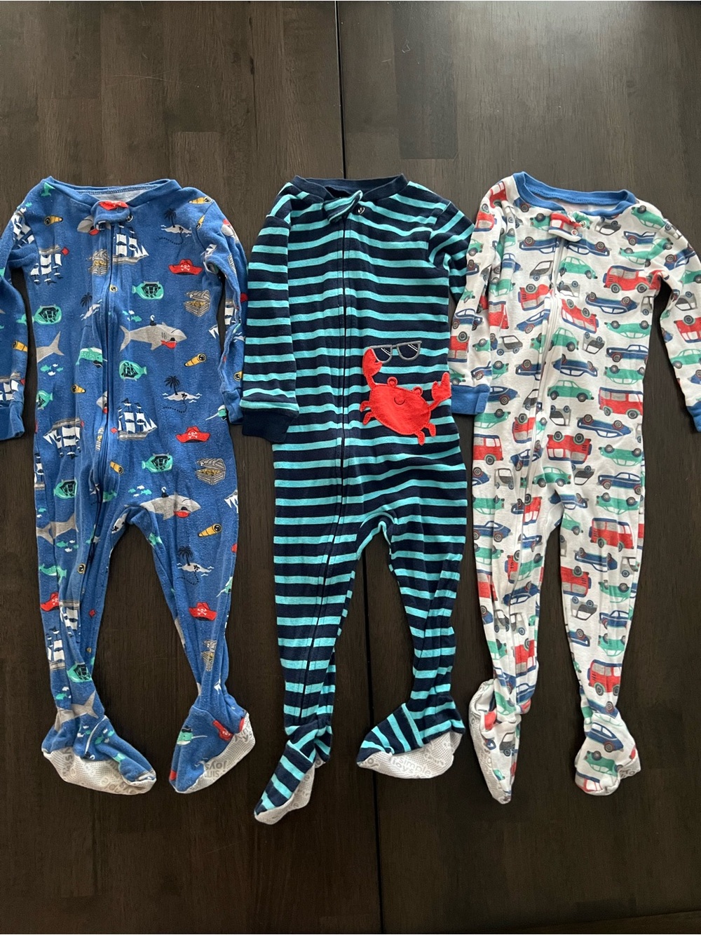 Carter's Navy & Teal Striped Crab Footed One-Piece